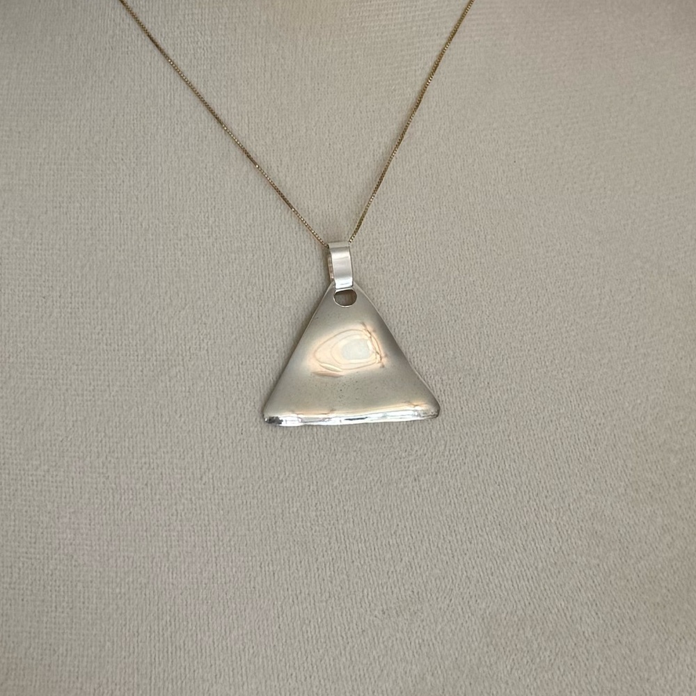 Wavy Silver Triangle Pendant